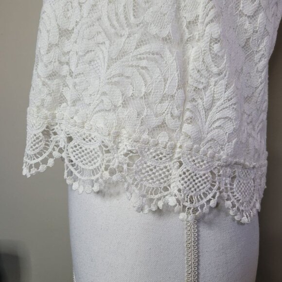 Ambiance Lace Doily Crop Tank Spaghetti Strap Off White Womens Medium - Picture 9 of 11